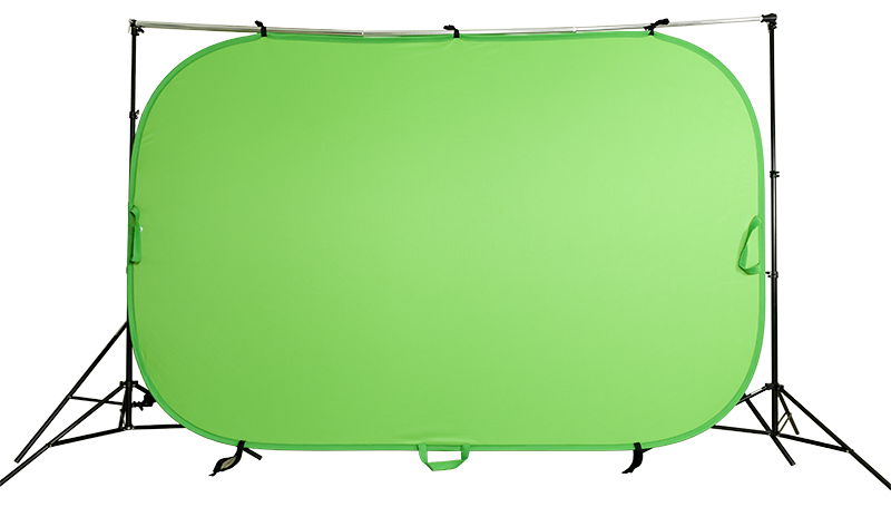 Fond vert pliant et portable Lastolite installé sur son support